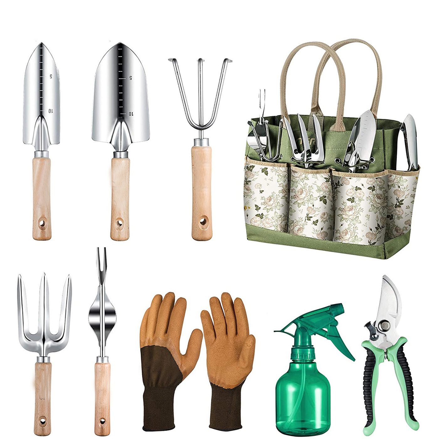 Gardening Tools Gloves - Набор из 9 садовых инструментов из
